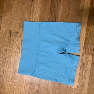 Blue Textured Biker Shorts